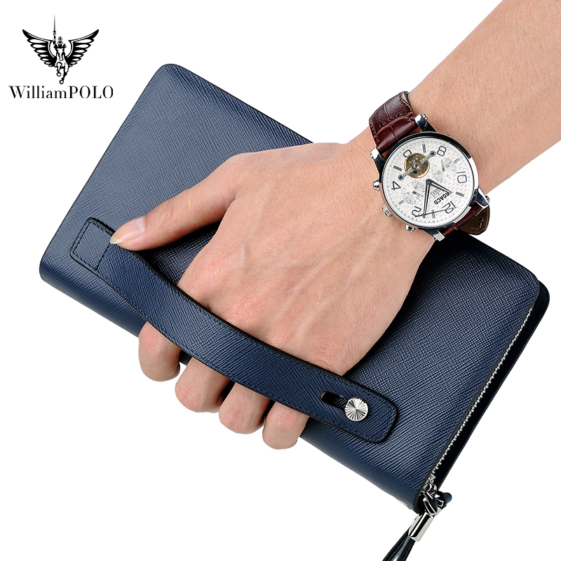 Phone Accessories For Men - WILLIAMPOLO Luxury Men's Leather Clutch Bag