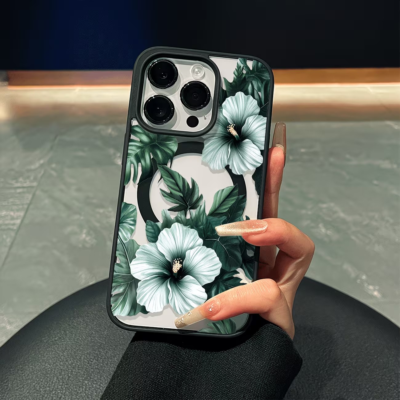 Phone Case Clear - Green Floral Print Phone Case For