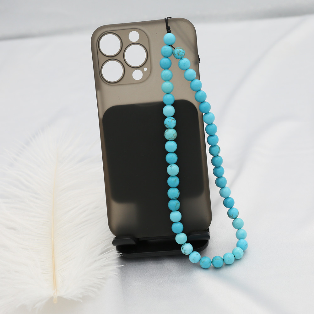 8MM Blue Turquoise Beaded Mobi - Phone Accessories For Men ulasan dan harga
