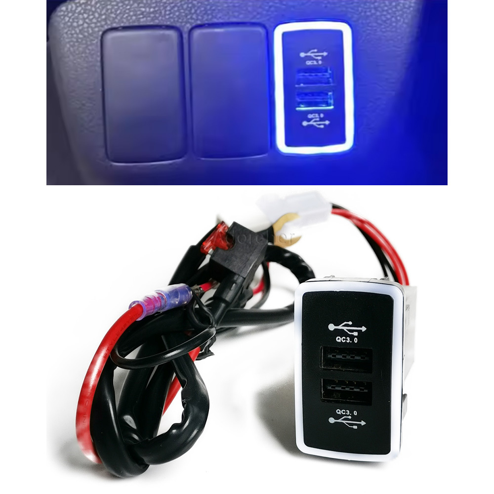 1PC Blue LED Car Charger Socke - Phone Accessories Charger ulasan dan harga